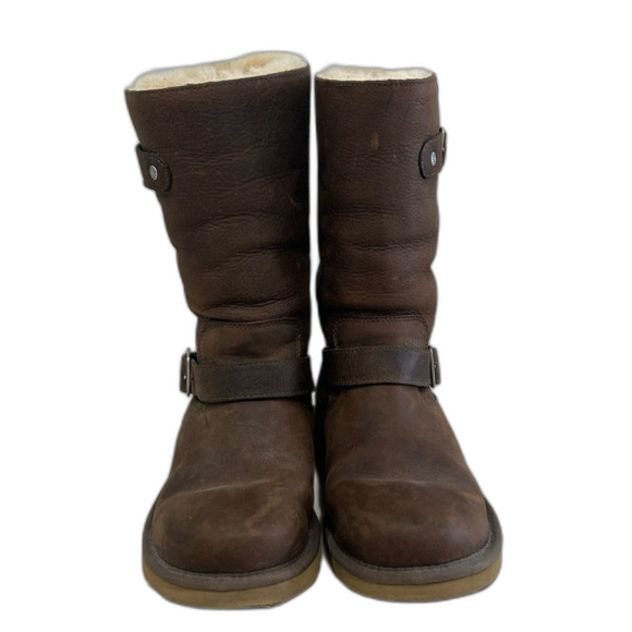 UGG Boots Women's Size 7 Brown Kensington Leather Shearling Boot Australia 5678 - Picture 2 of 12